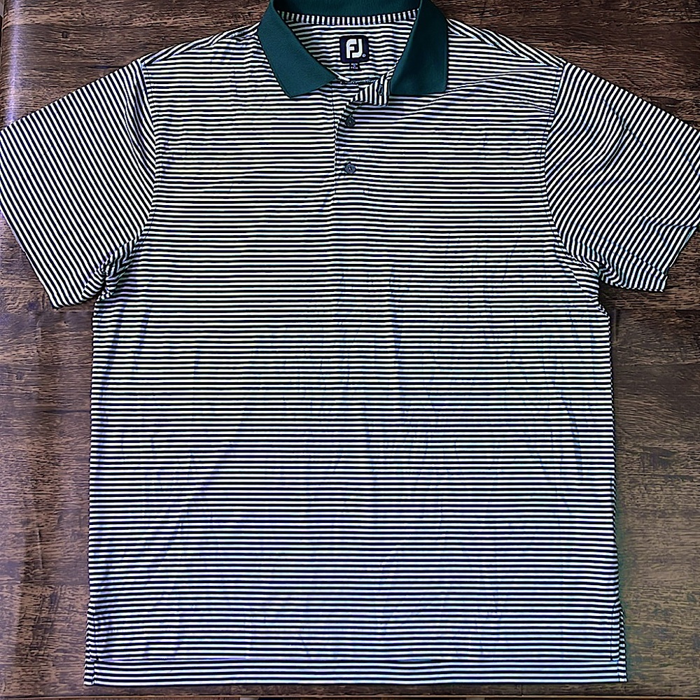 FootJoy Black and White Striped Polo Shirt